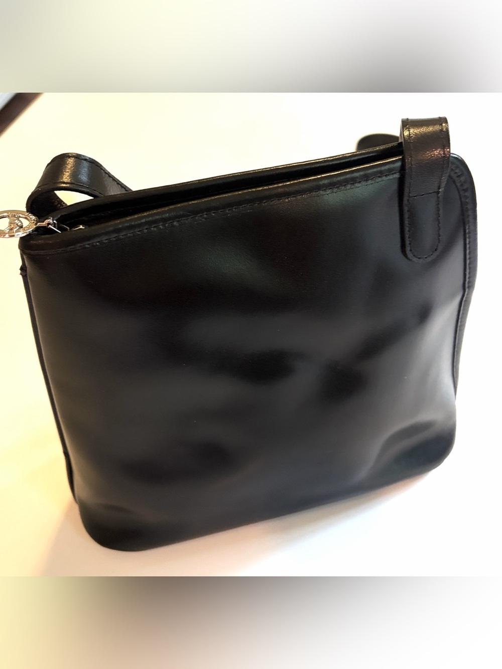 Longchamp Le Roseau Bag Shoulder Crossbody Bucket Black Leather Bag Vintage - Picture 6 of 16